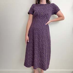Vintage 90s FADS Purple Floral Midi Dress